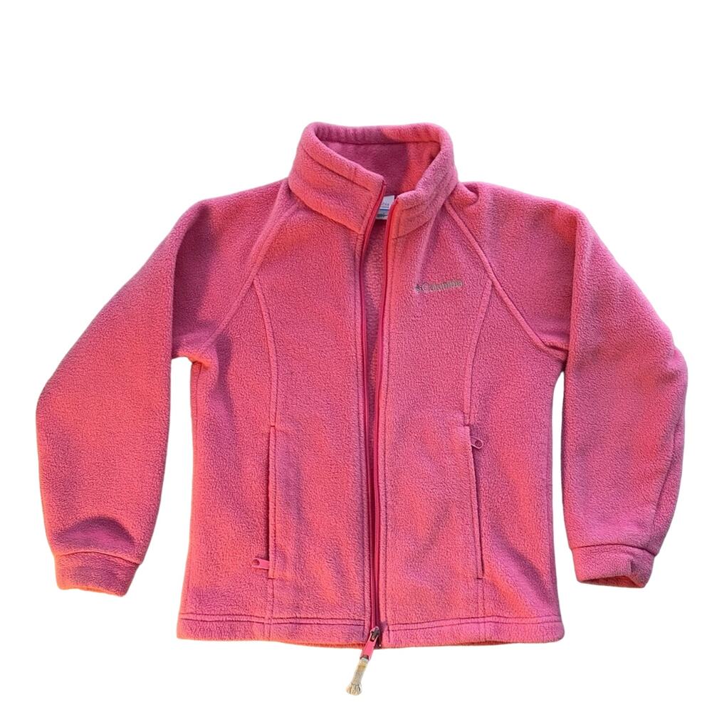 Columbia Girl’s Fleece Zip up Jacket Color Pink Size 7/8 *See description